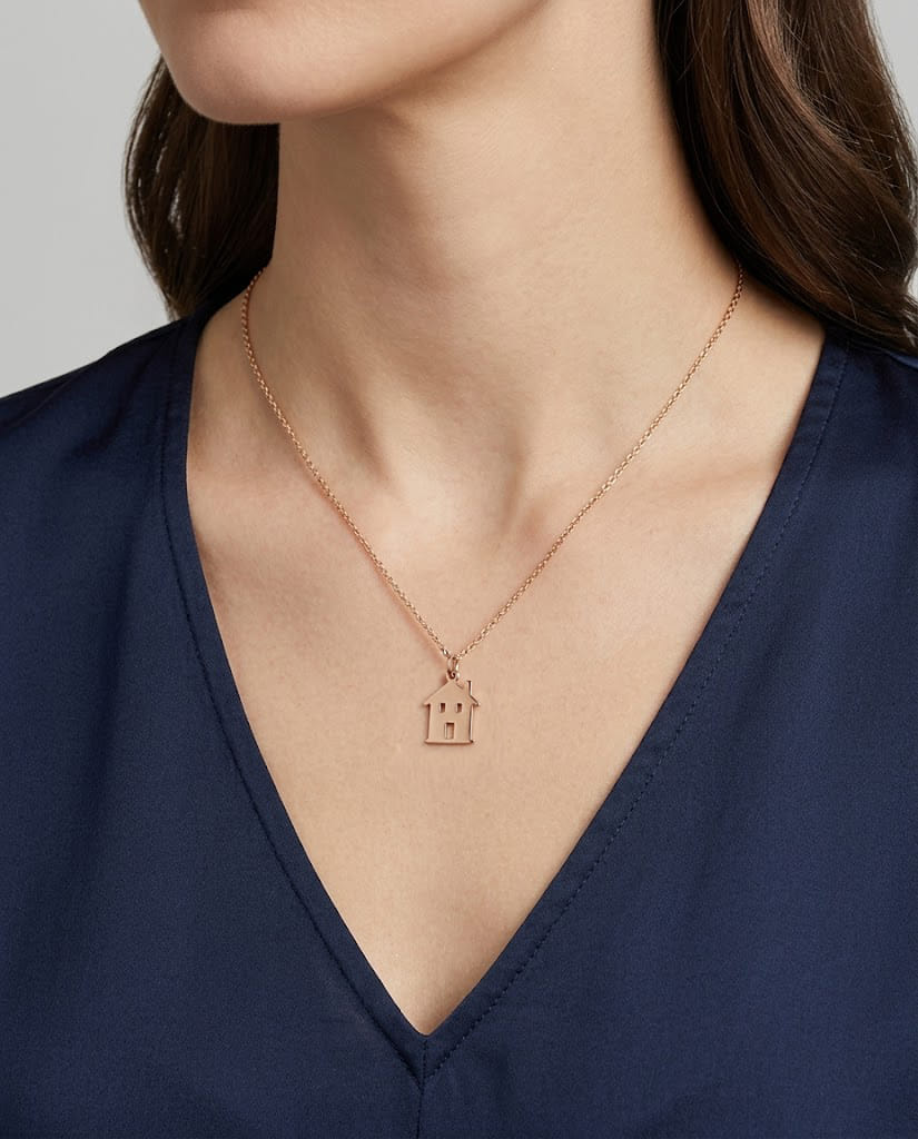 Ciondolo dodo casetta in oro rosa 9kt-3