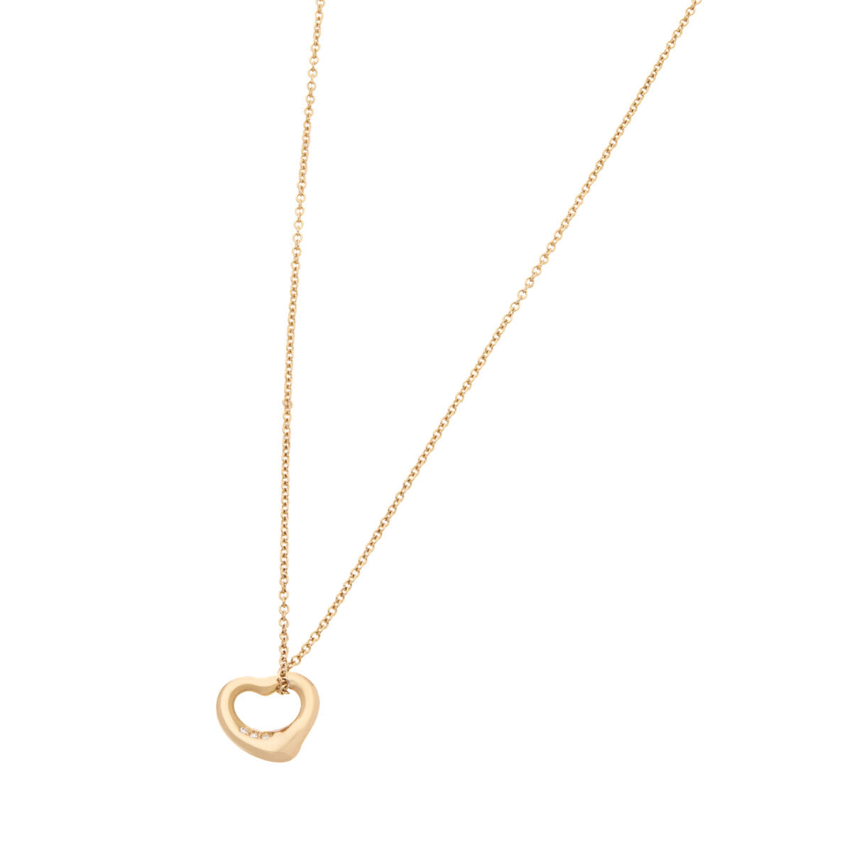 Collana tiffany&co. open heart elsa peretti in oro rosa e diamanti-1