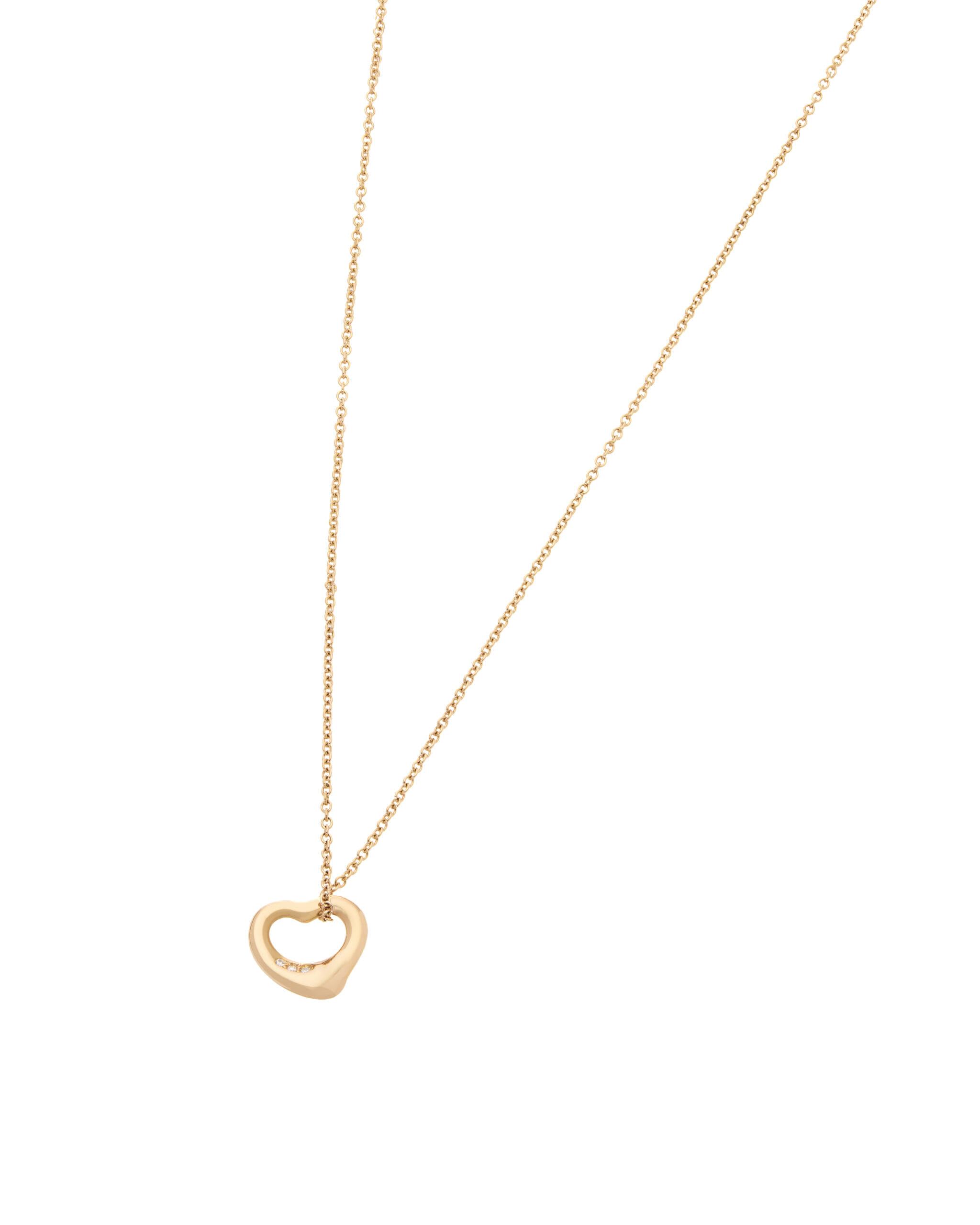 Collana tiffany&co. open heart elsa peretti in oro rosa e diamanti-1