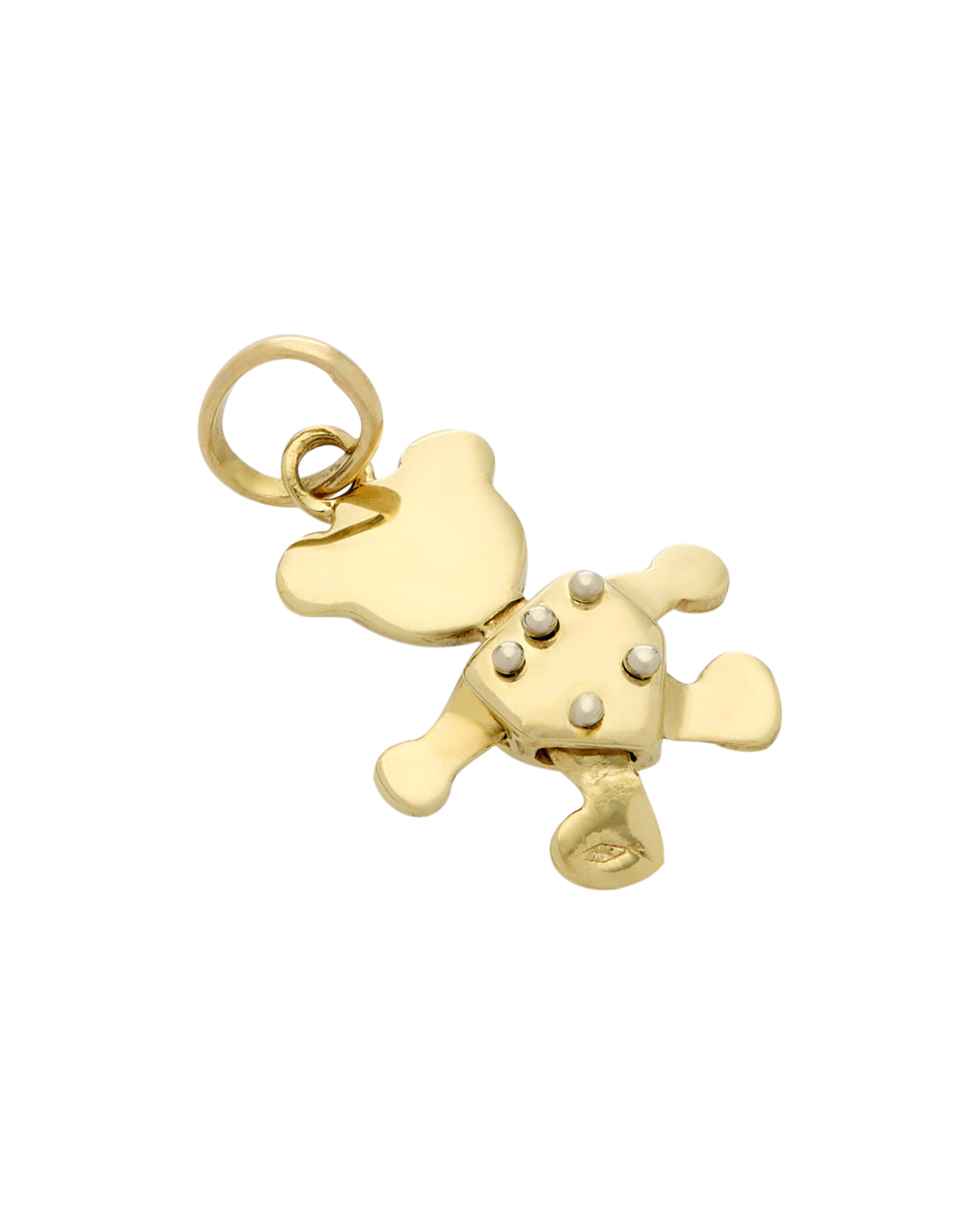 Ciondolo mini orsetto mobile in oro giallo e bianco-2