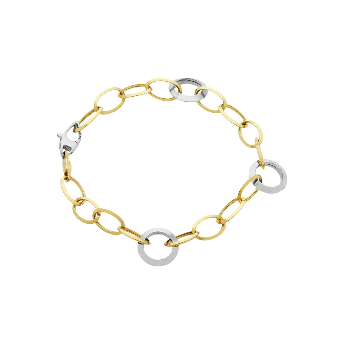 Bracciale maglie ovali e tonde in oro bicolore-1