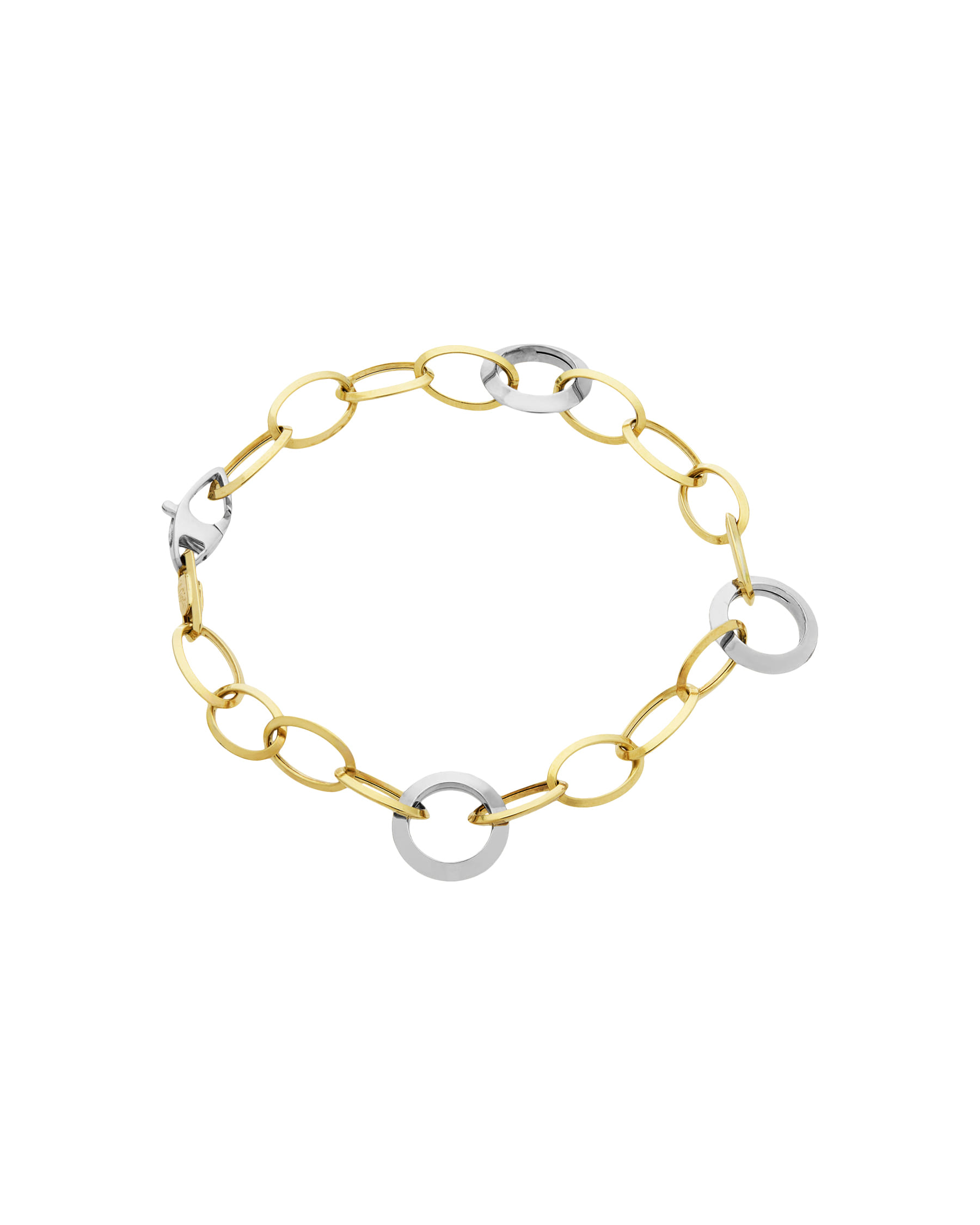 Bracciale maglie ovali e tonde in oro bicolore-1