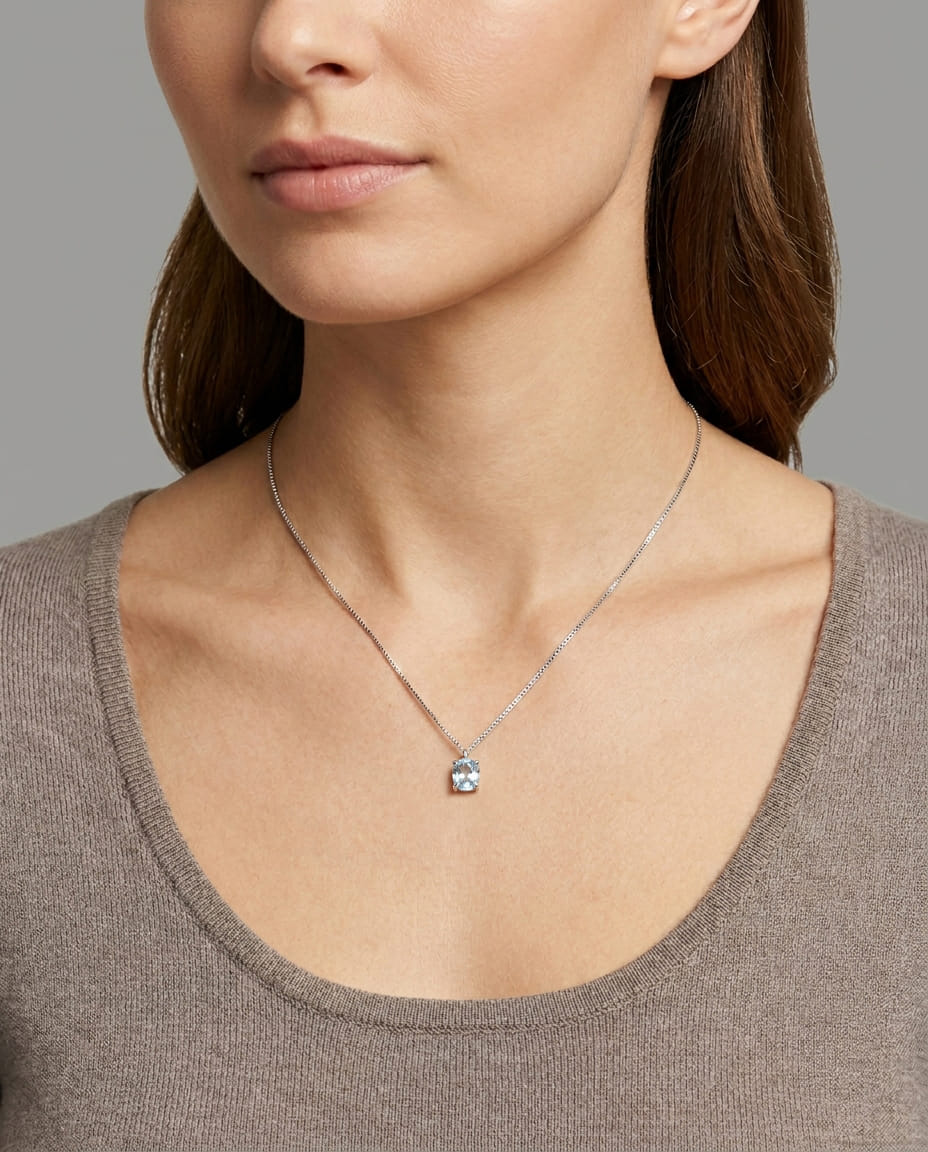 Catenina veneziana con ciondolo acquamarina ovale-3