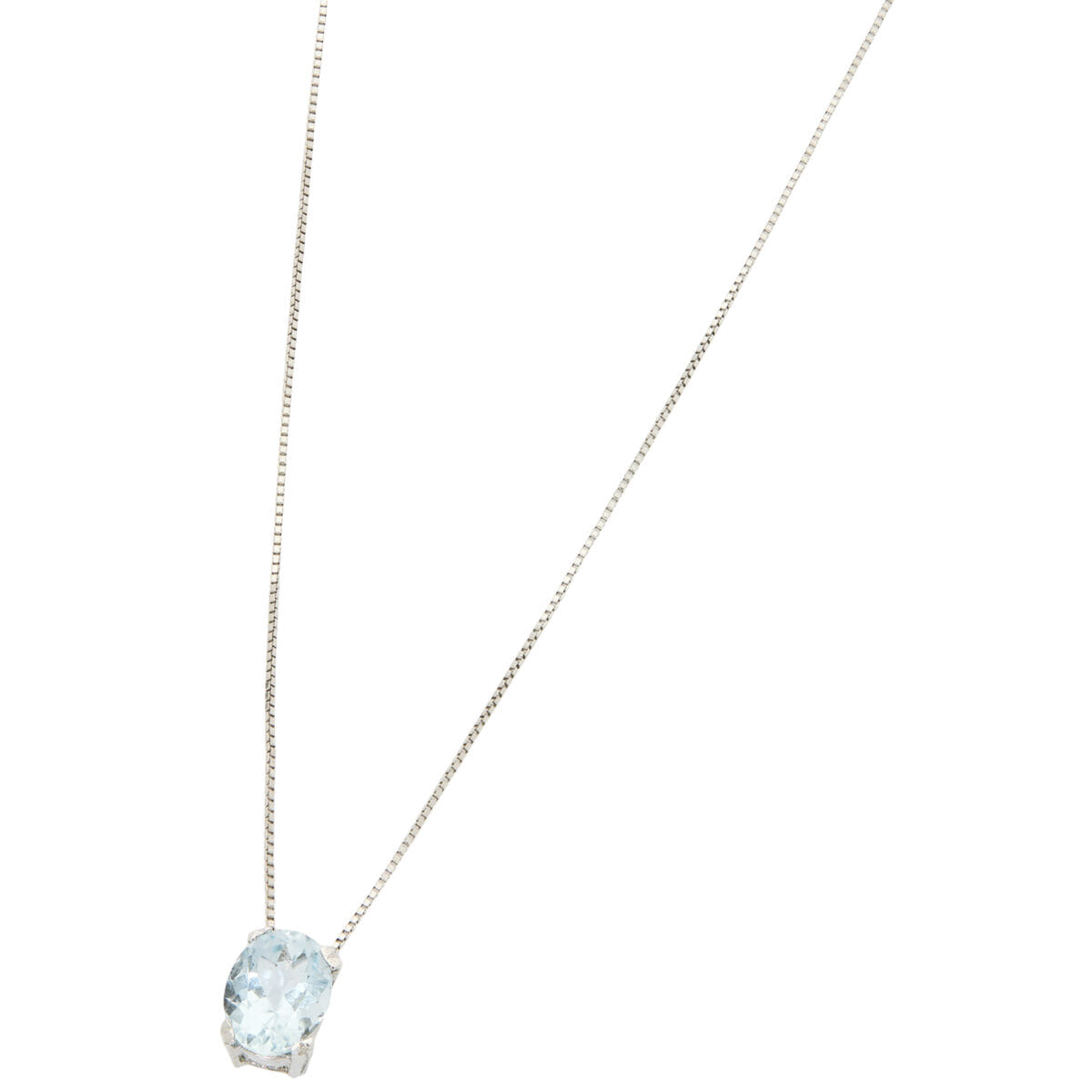 Catenina in oro bianco con ciondolo acquamarina-1