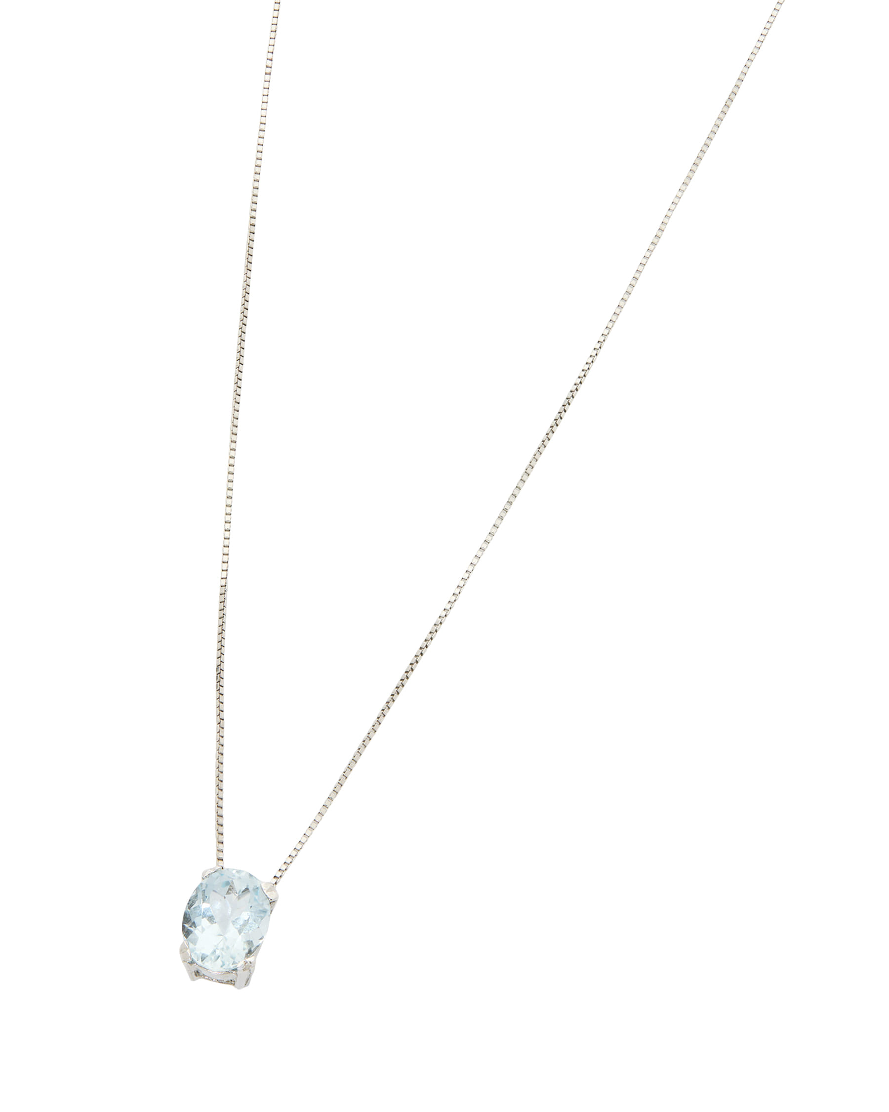 Catenina in oro bianco con ciondolo acquamarina-1