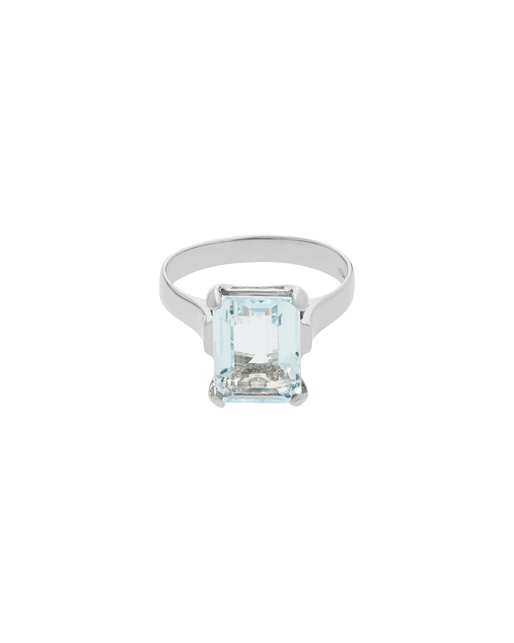 Anello in oro bianco con acquamarina taglio smeraldo-1