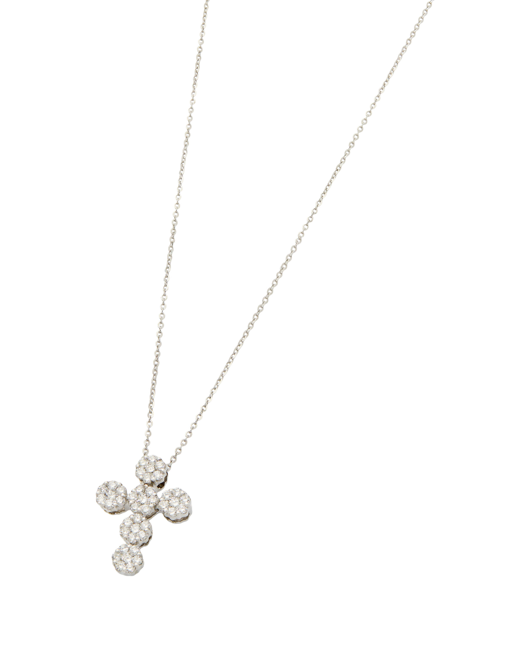 Catenina in oro bianco con ciondolo croce magic fiore di diamanti-1