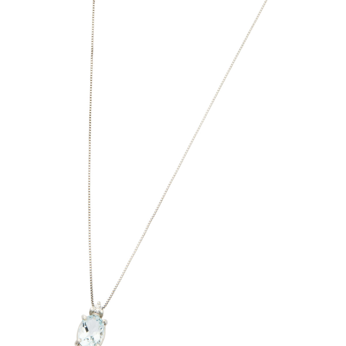 Catenina in oro bianco con pendente acquamarina e diamante-1