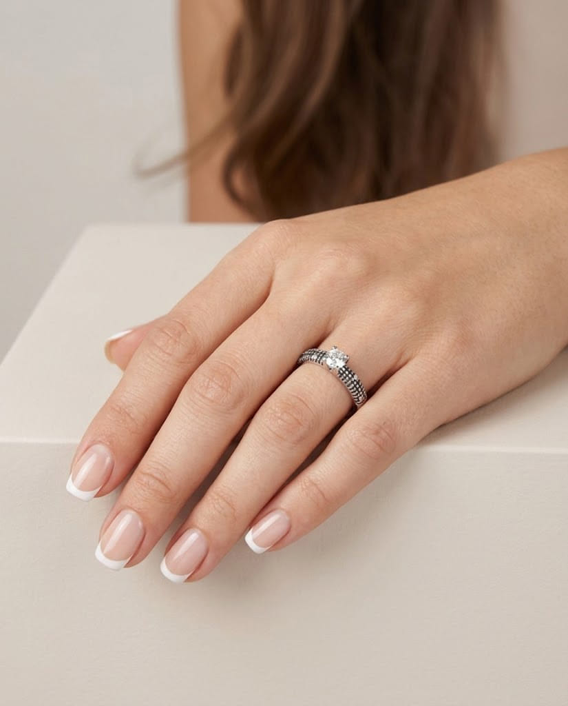 Anello solitario damiani metropolitan dream in oro bianco con diamante 0,27 ct-4