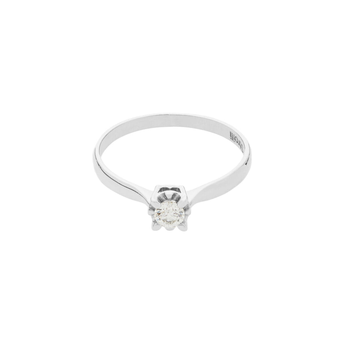 Anello solitario in oro bianco 18kt con diamante round 0,17ct-1