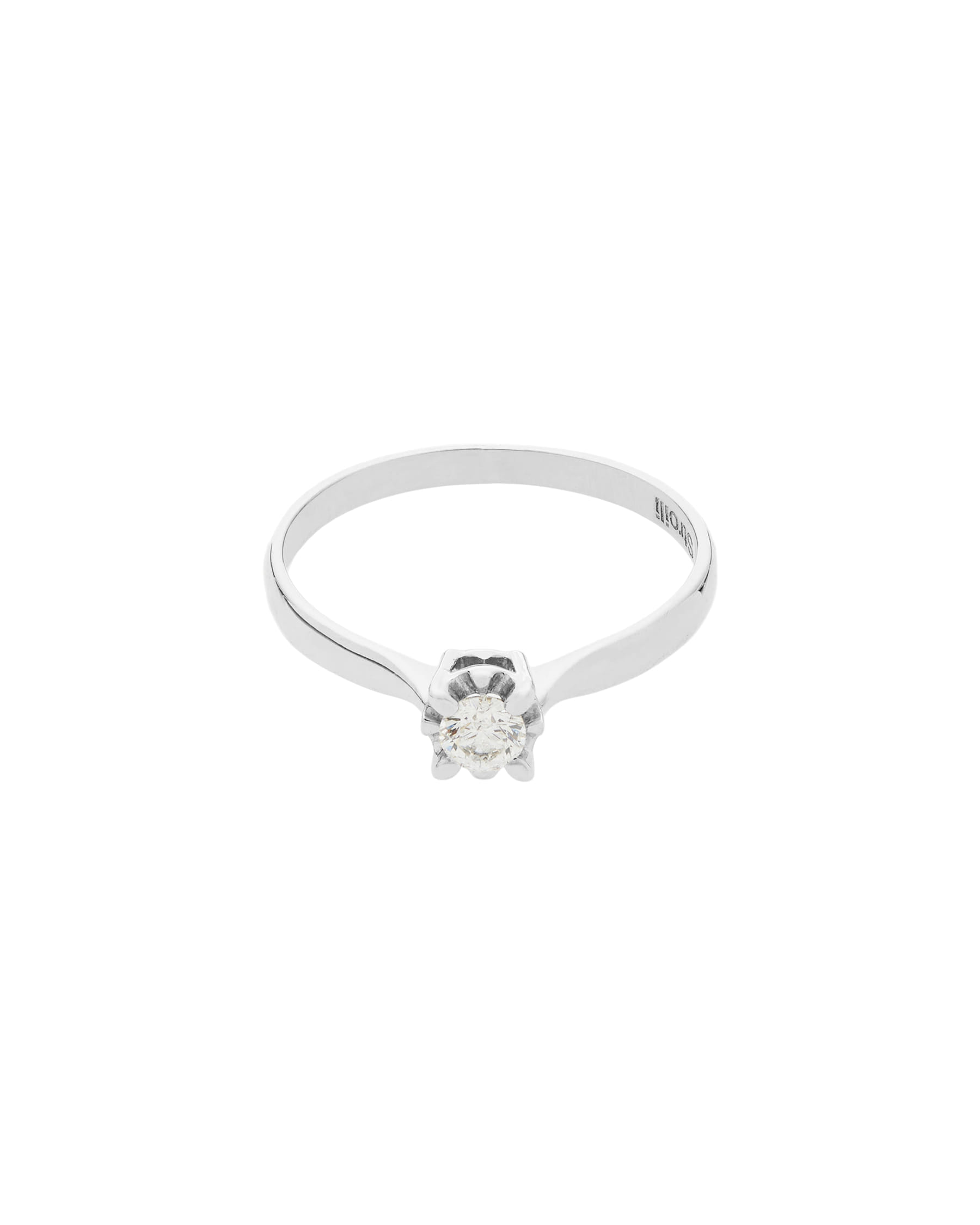 Anello solitario in oro bianco 18kt con diamante round 0,17ct-1