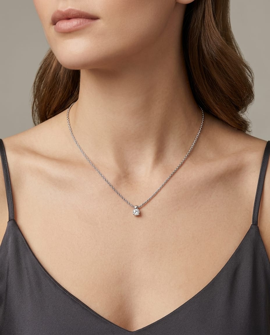Catenina torchon in oro bianco con diamante punto luce-3