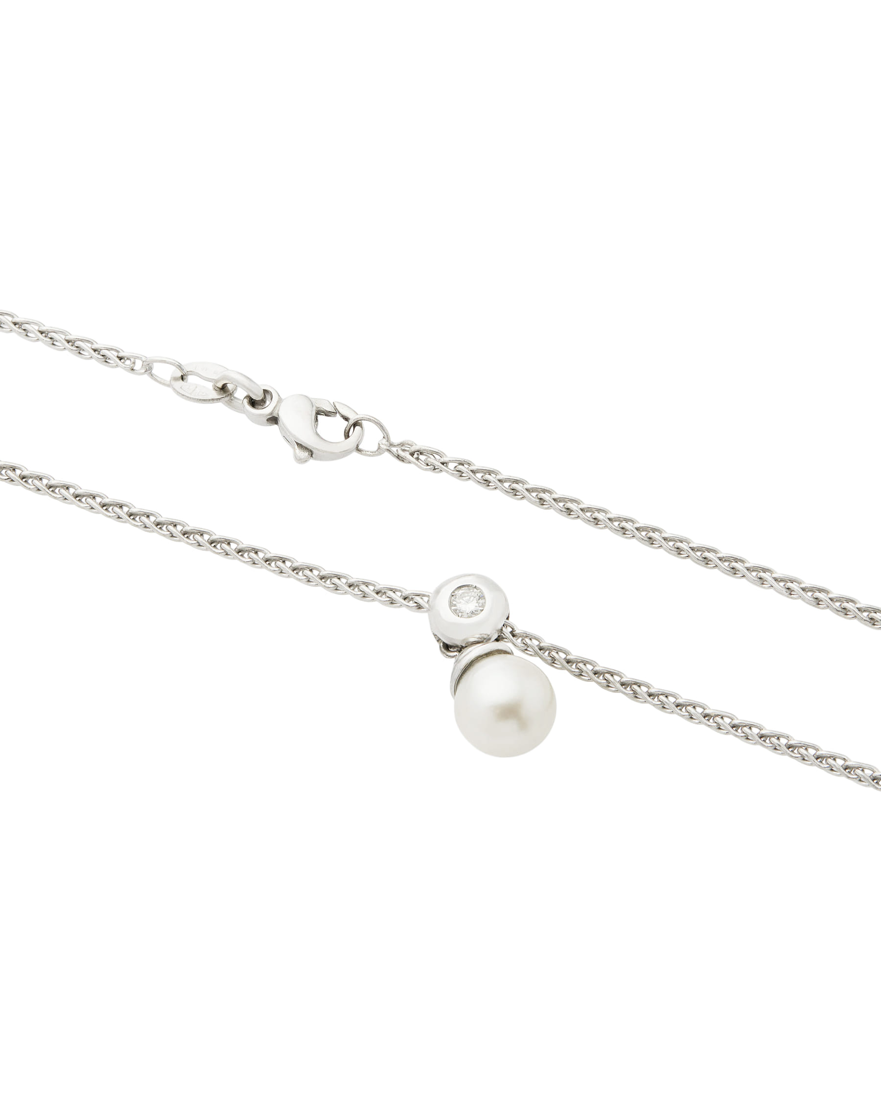 Collana in oro bianco con diamante e perla 7 mm-2