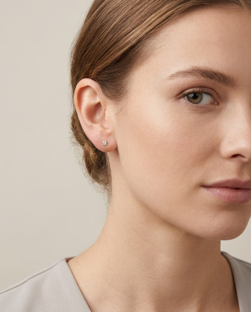 Orecchini punto luce bliss in oro bianco e diamanti 0,12 ct-3