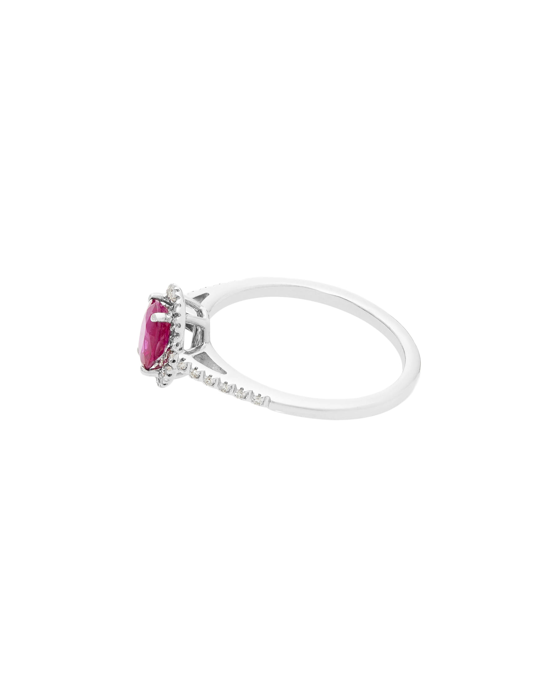 Anello oro bianco con rubino ovale e diamanti-2