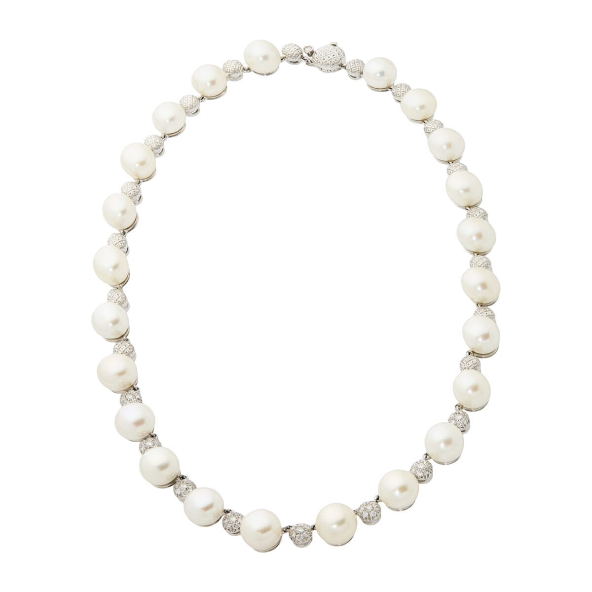 Collana chantecler bon bon in oro bianco perle e diamanti-1