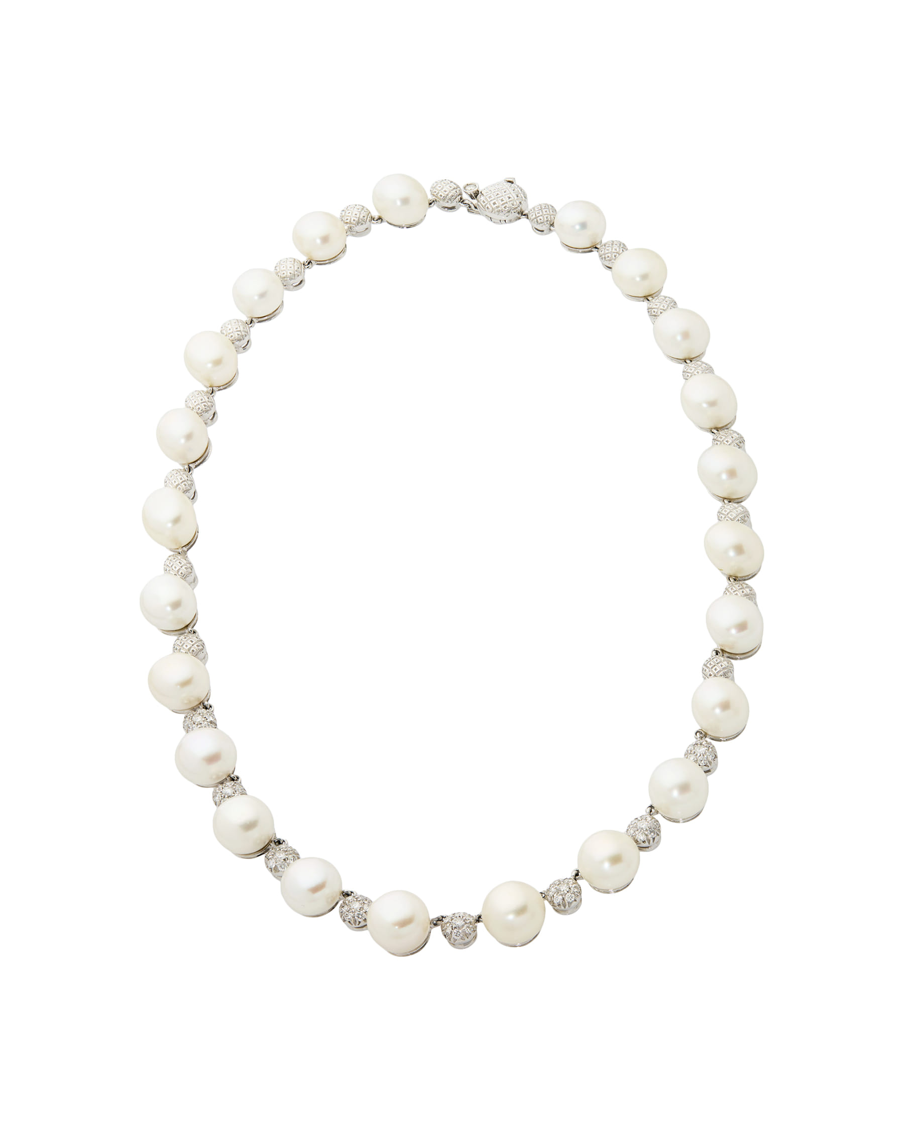 Collana chantecler bon bon in oro bianco perle e diamanti-1