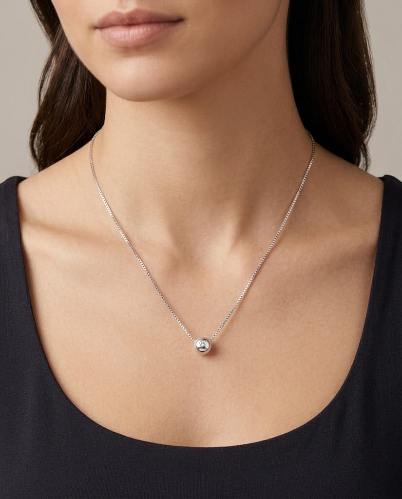 Catenina punto luce cipollino in oro bianco con diamante 0,01 ct-3