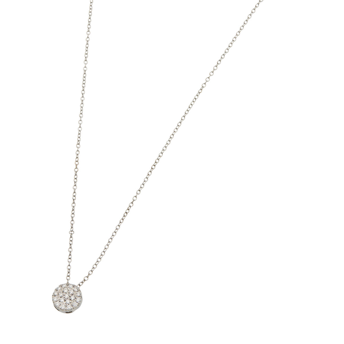 Catenina in oro bianco con ciondolo punto luce con pavé di diamanti-1