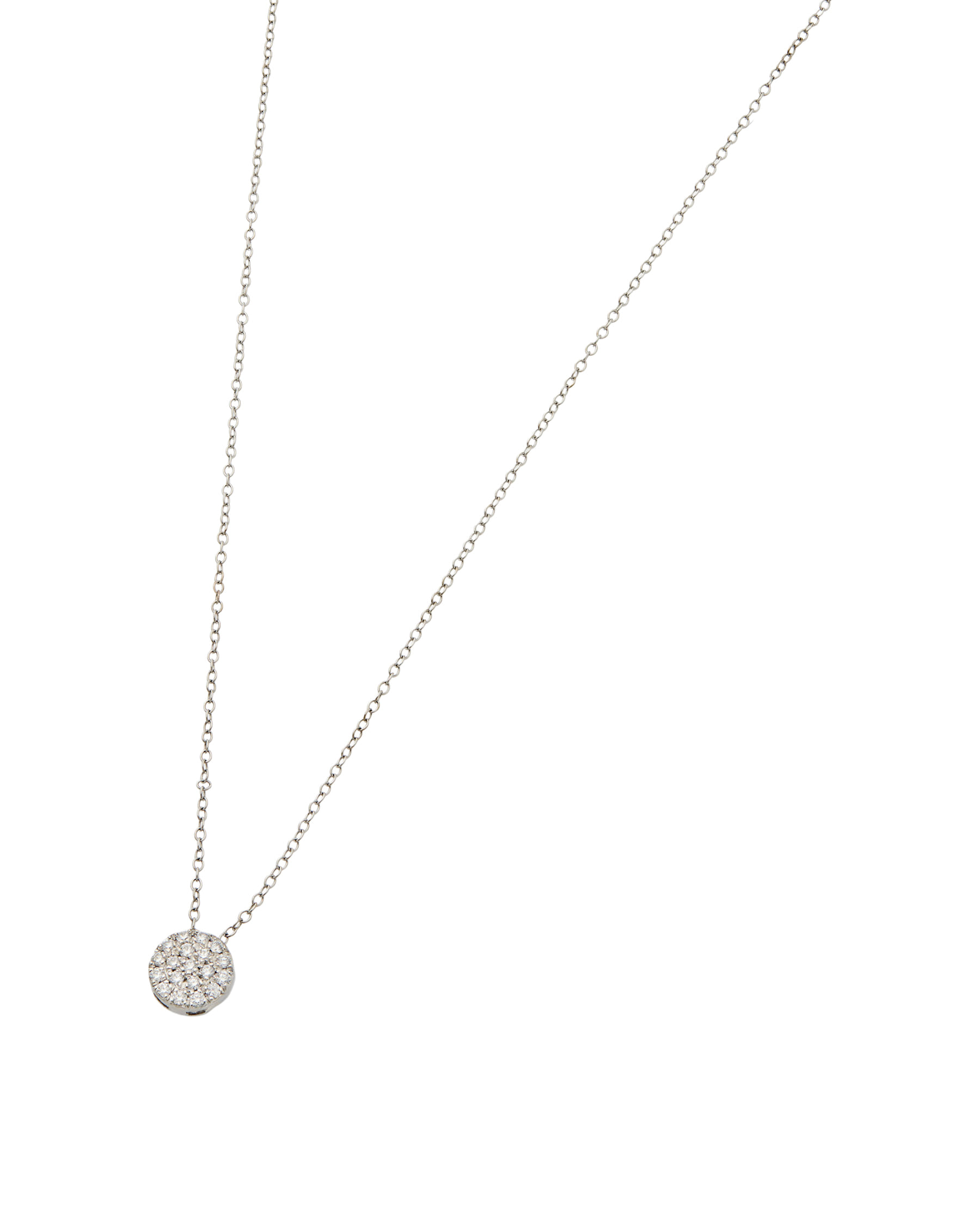 Catenina in oro bianco con ciondolo punto luce con pavé di diamanti-1