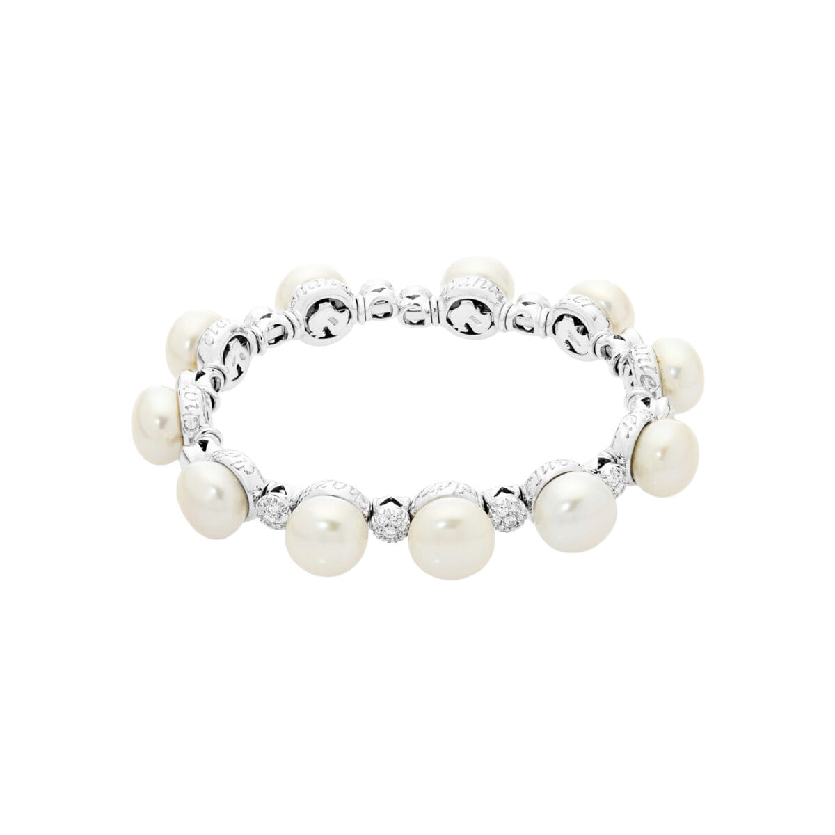 Bracciale chantecler bon bon oro bianco perle e diamanti-1