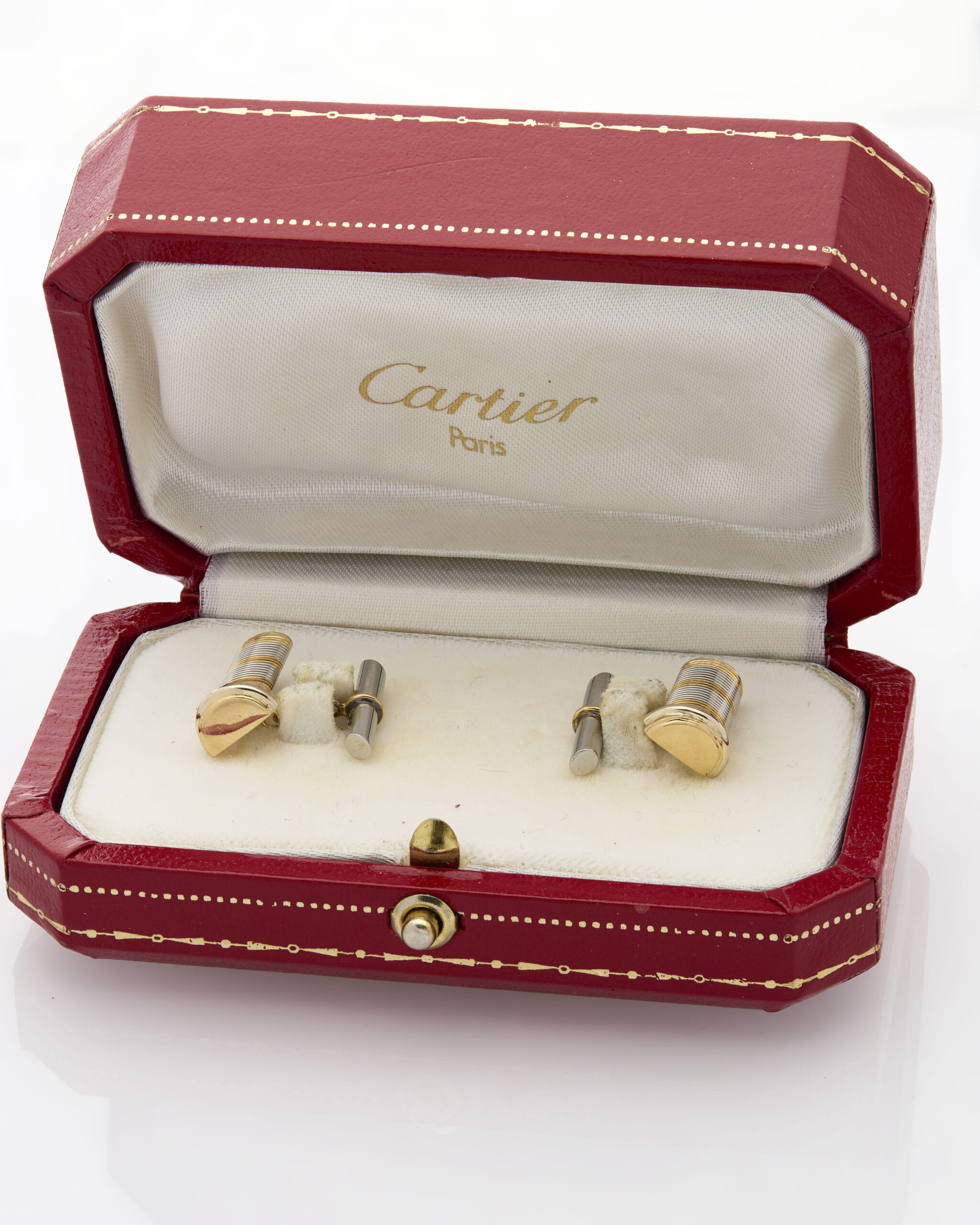 Gemelli cartier oro giallo e acciaio-3