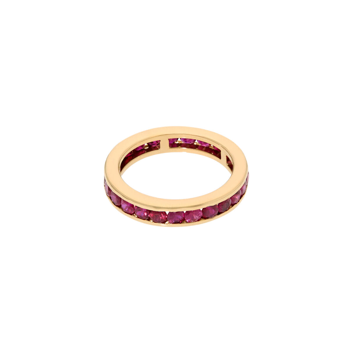 Anello eternity a binario oro giallo e rubini-1