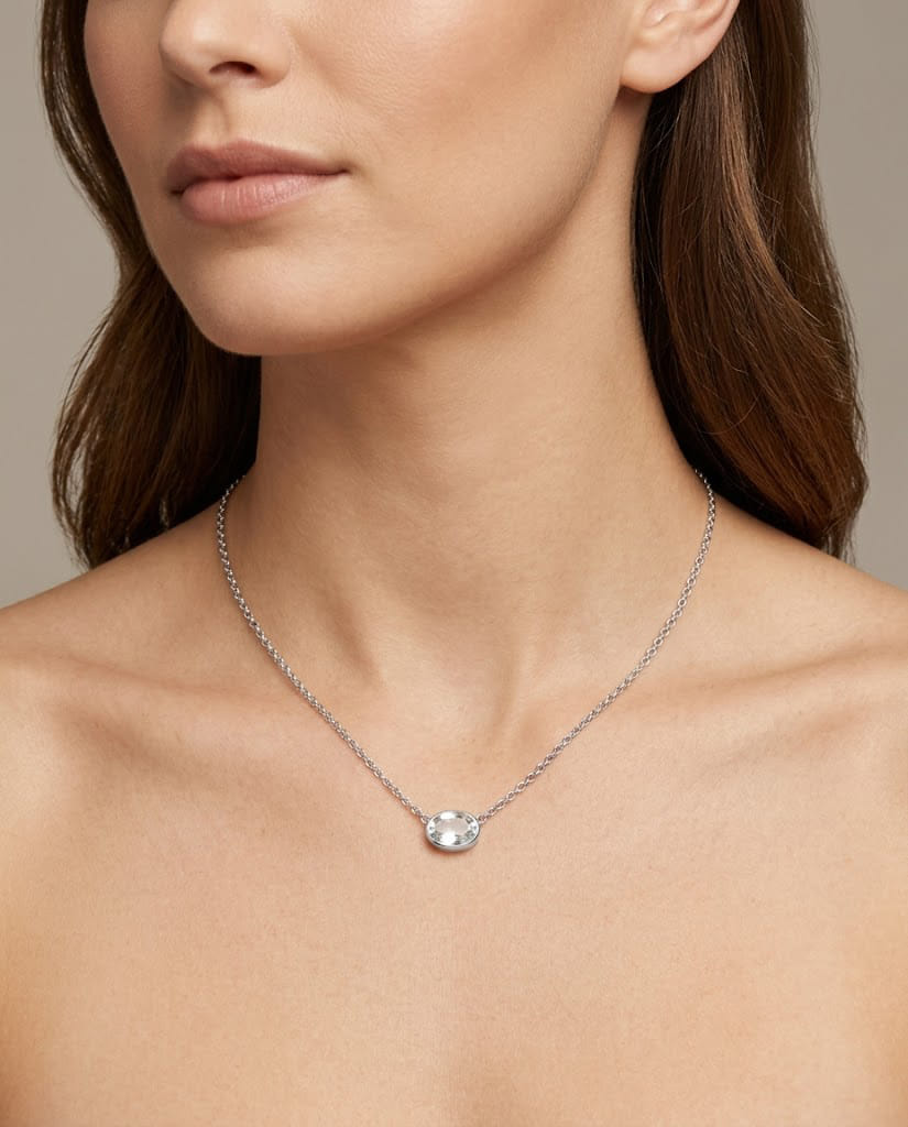 Collana in oro bianco con acquamarina east west-3