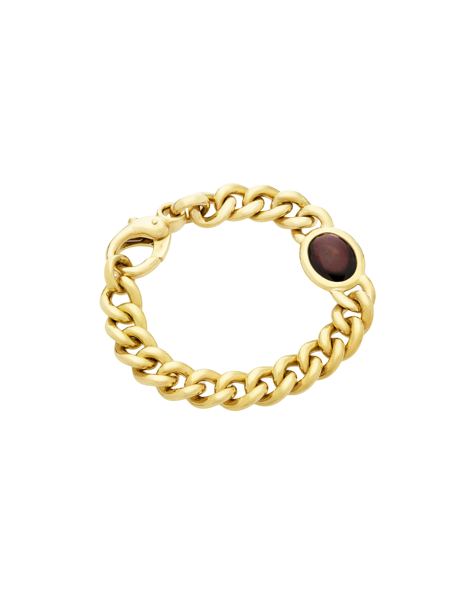 Bracciale pomellato in oro giallo con granato cabochon-1