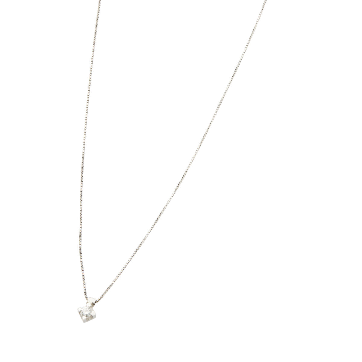 Catenina punto luce in oro bianco con diamante 0.08 ct-1