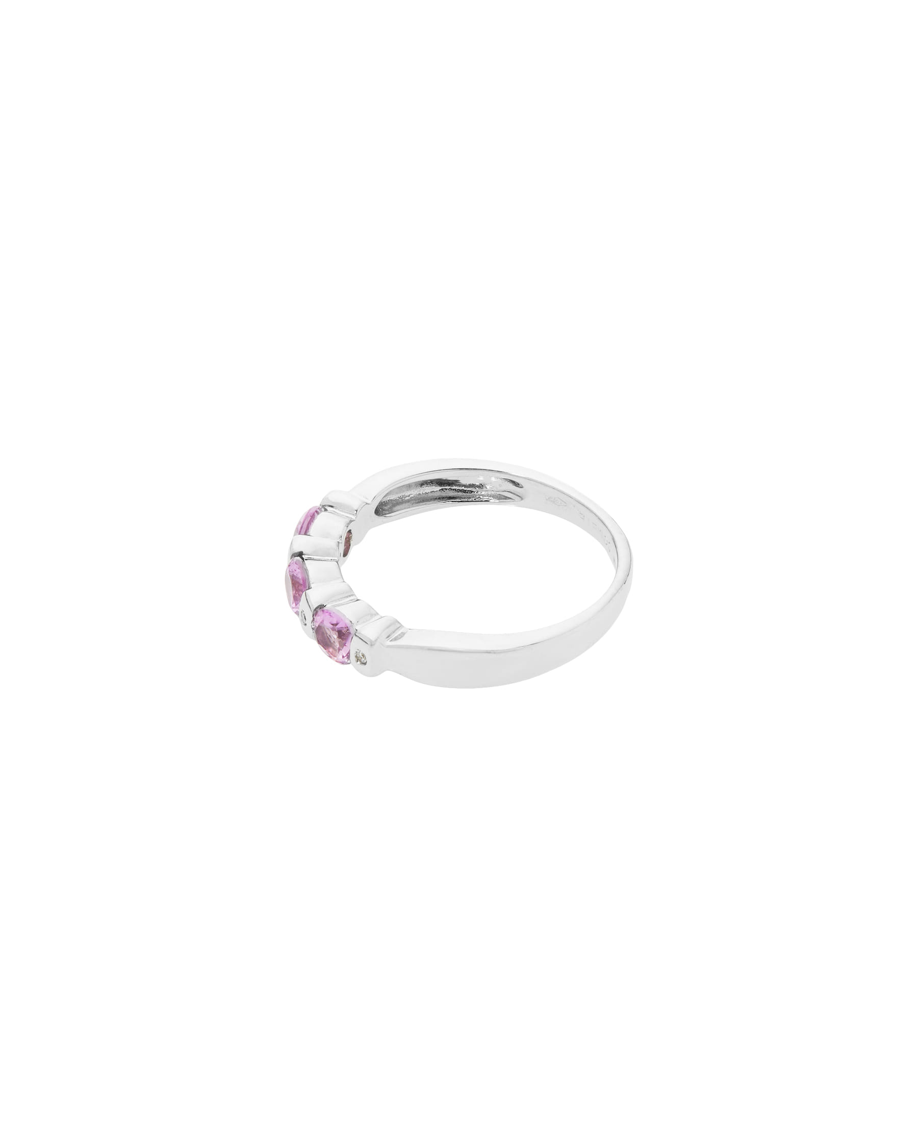 Anello comete in oro bianco con diamanti e zaffiri rosa-2