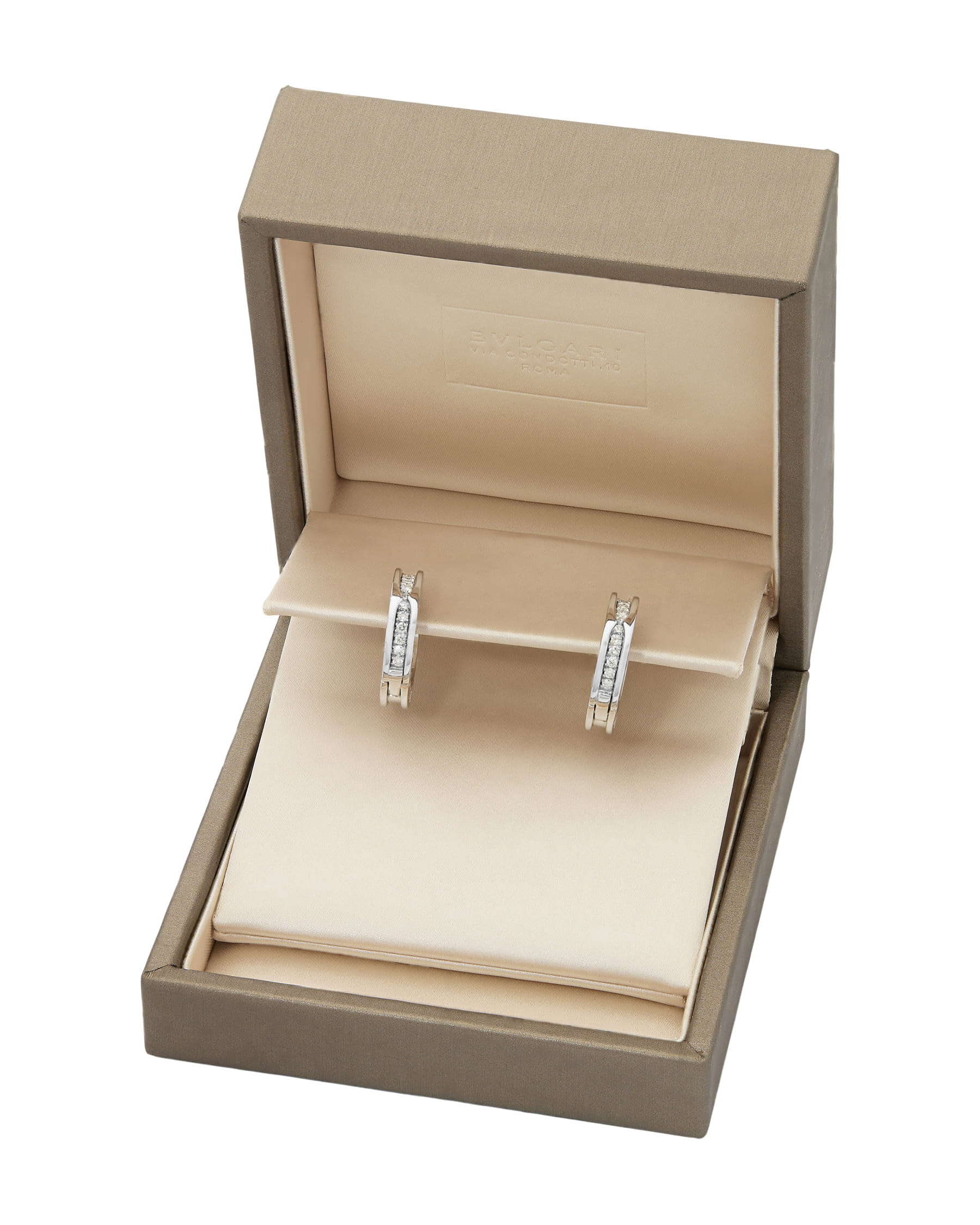 Orecchini bulgari b.zero1 in oro bianco 18kt e diamanti-3