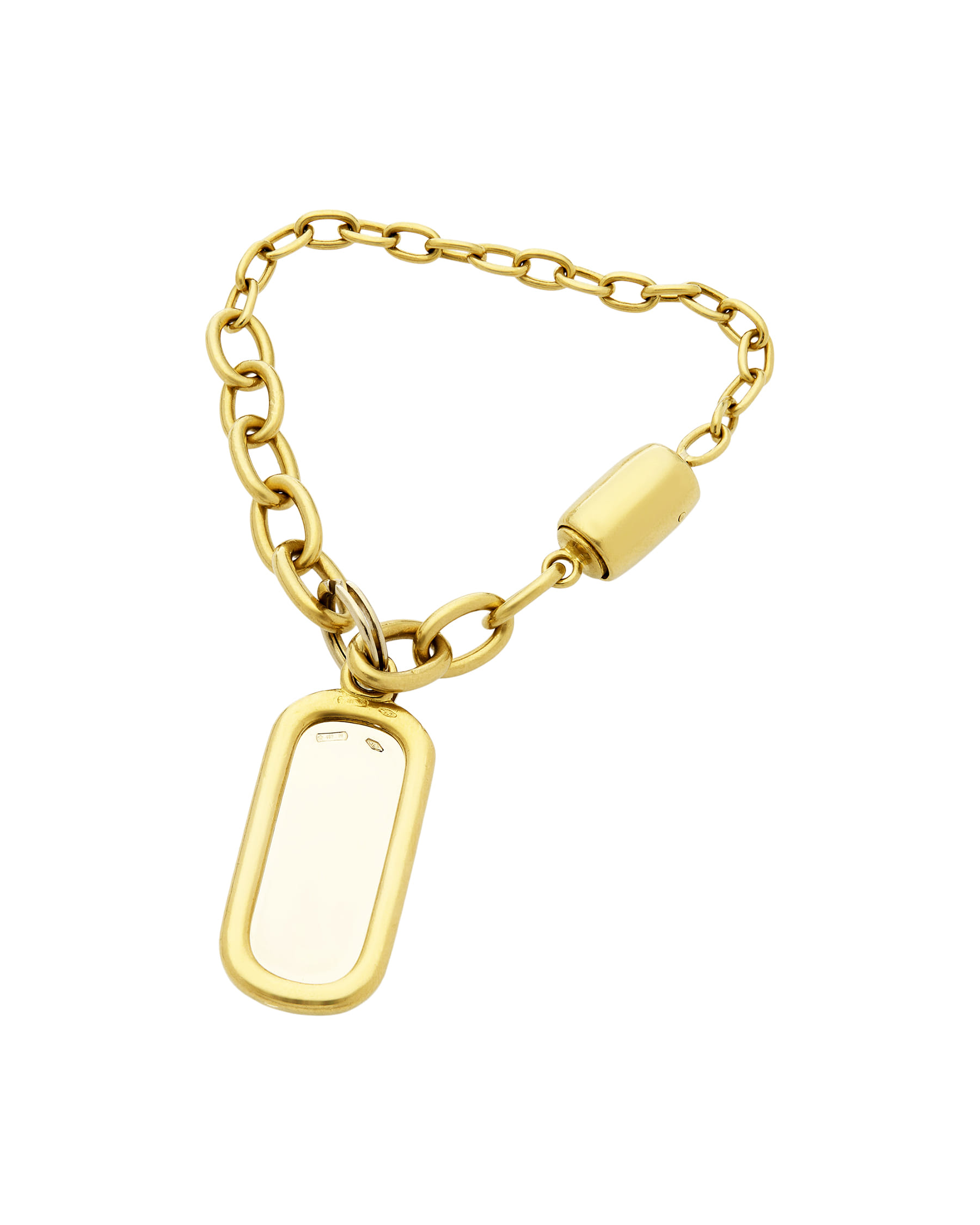 Portachiavi pomellato in oro giallo e bianco-2