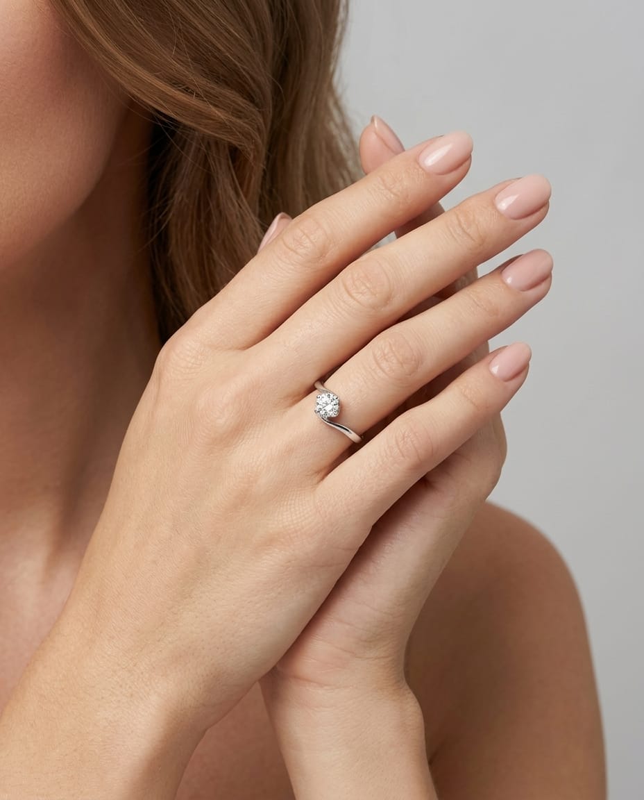 Anello solitario valentino in oro bianco e diamante 0,50 ct-4