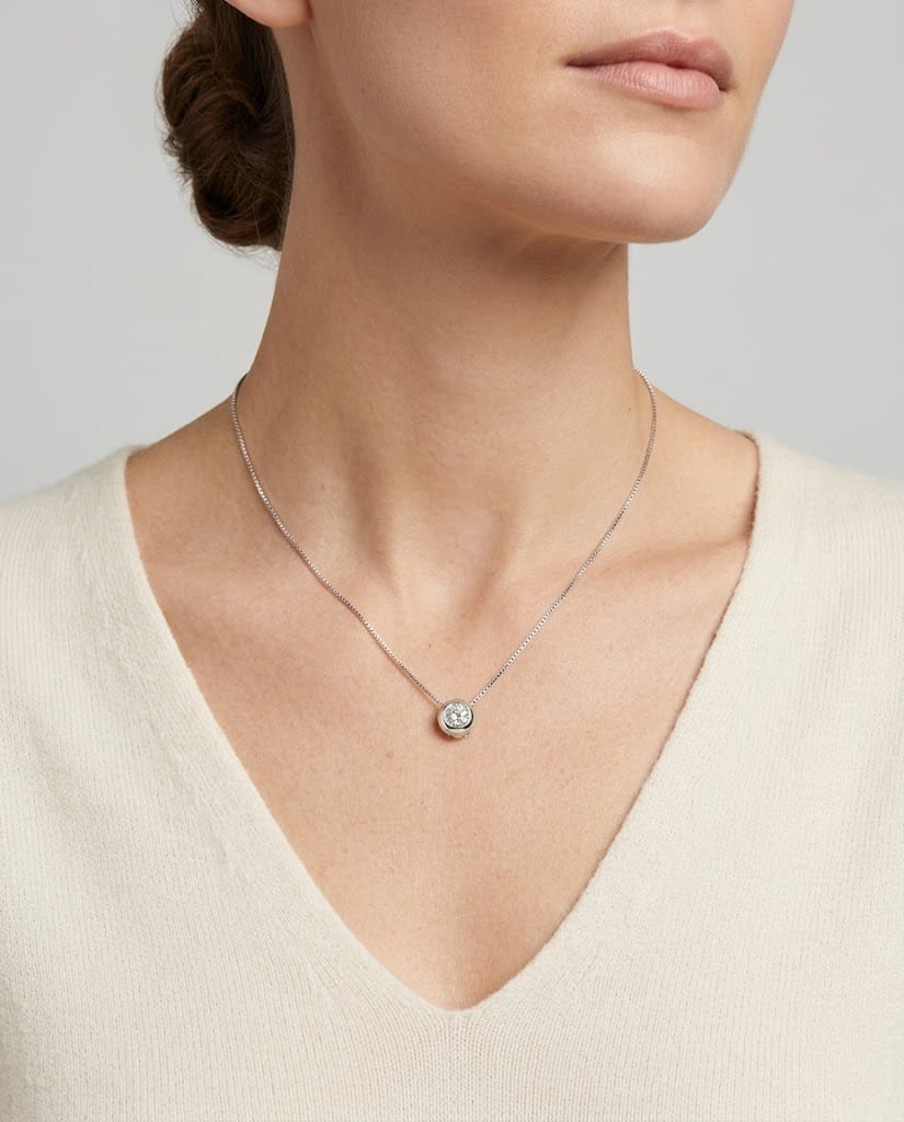 Catenina punto luce cipollino con diamante 0,25 ct-3