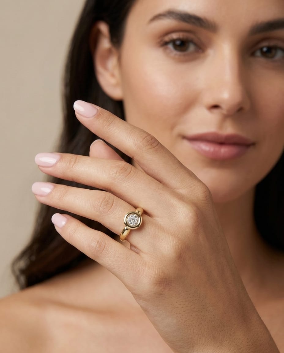 Anello oro giallo e bianco con diamanti illusion-4