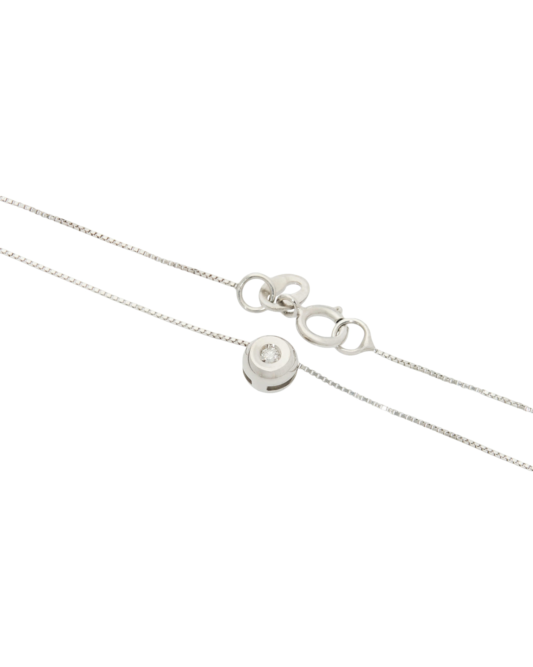 Catenina punto luce cipollino in oro bianco con diamante 0,02 ct-2