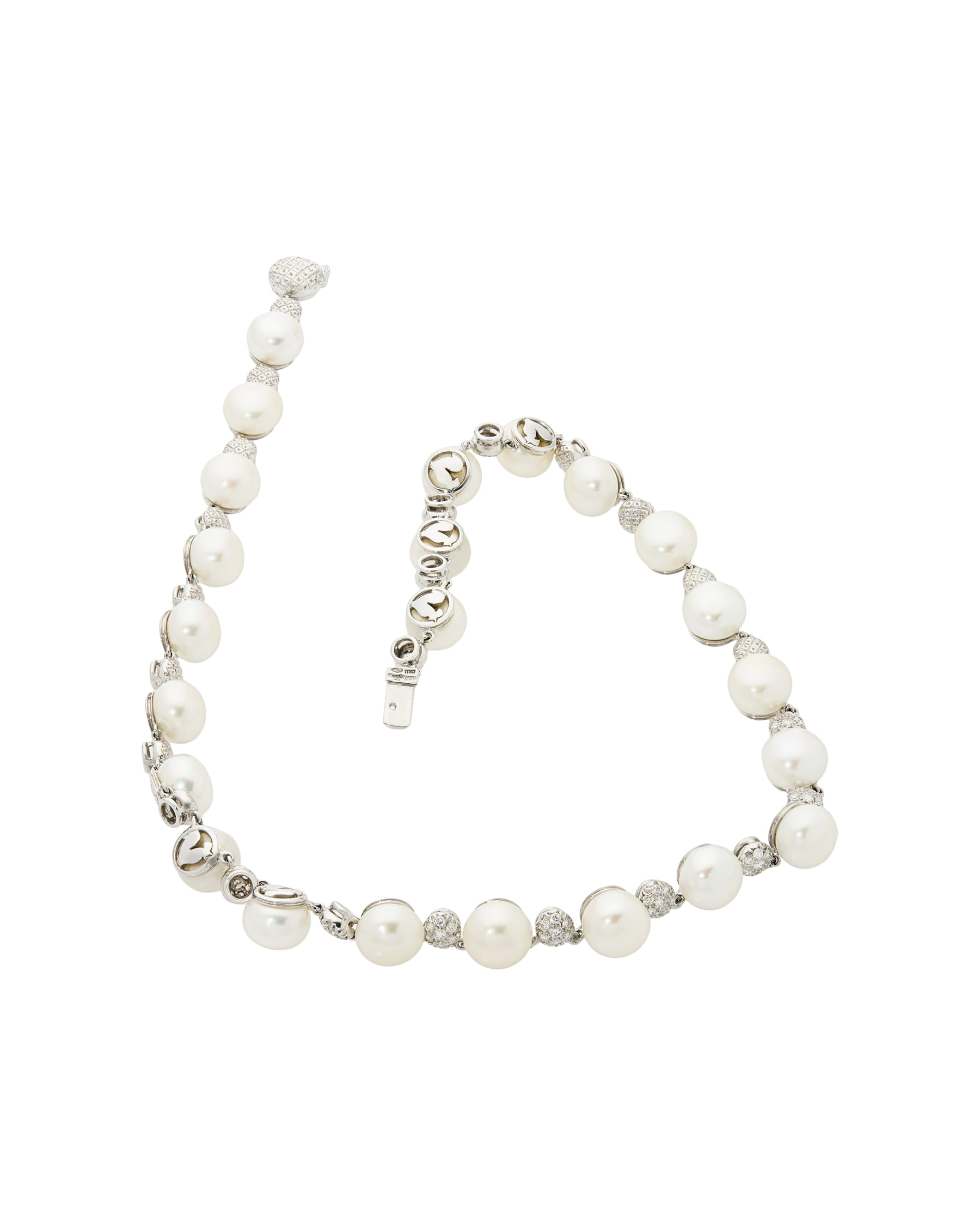 Collana chantecler bon bon in oro bianco perle e diamanti-2