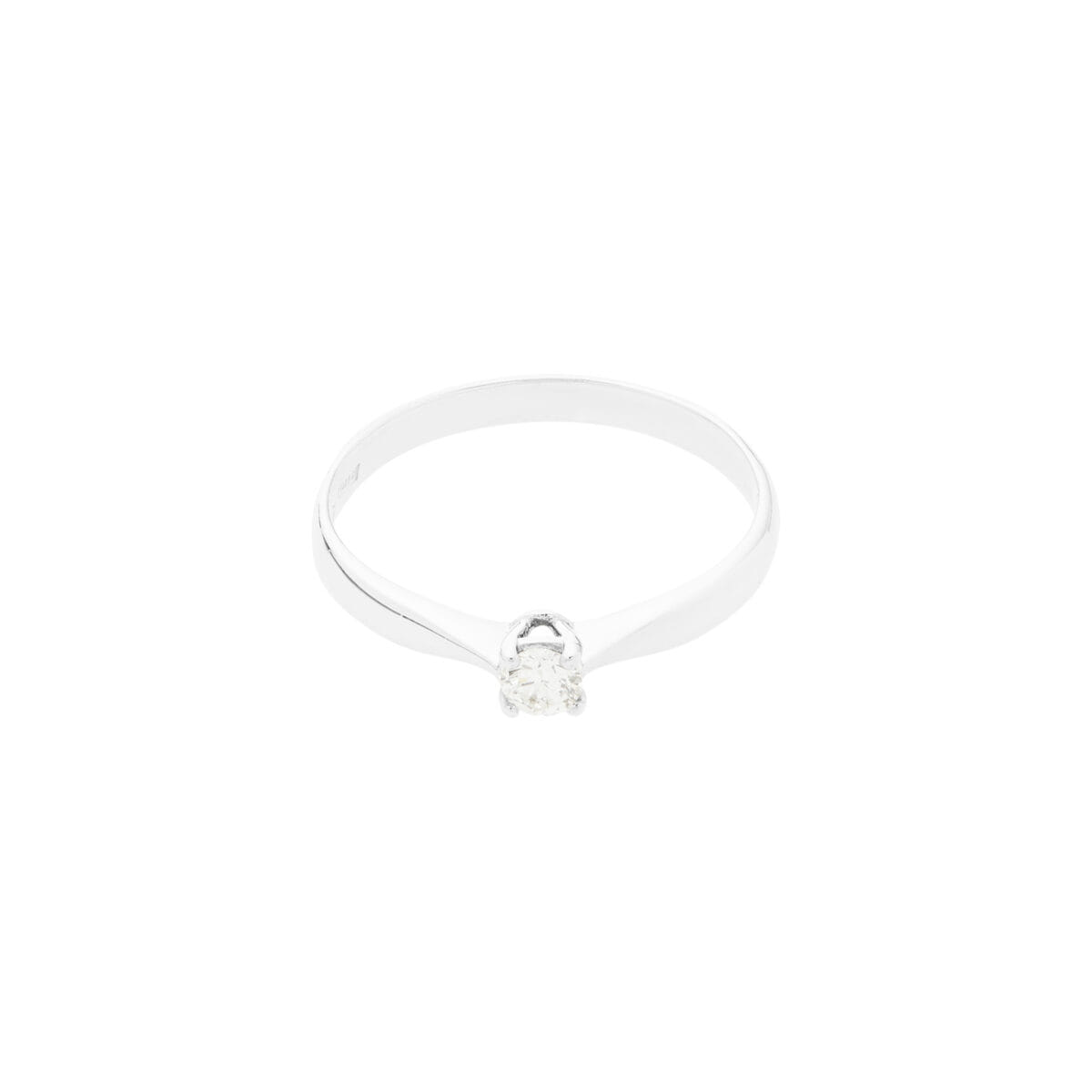Anello solitario in oro bianco con diamante 0,13 ct-1