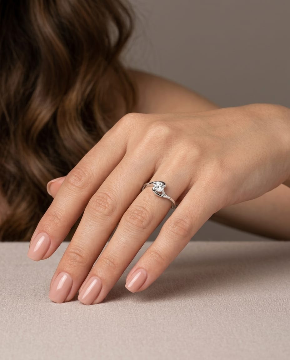 Anello solitario valentino in oro bianco con diamante 0,26 ct-4