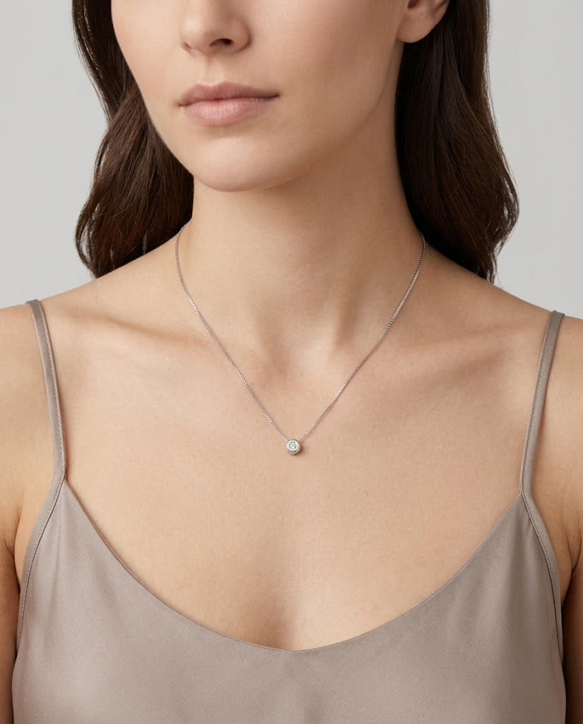 Catenina punto luce cipollino in oro bianco con diamante 0,02 ct-3