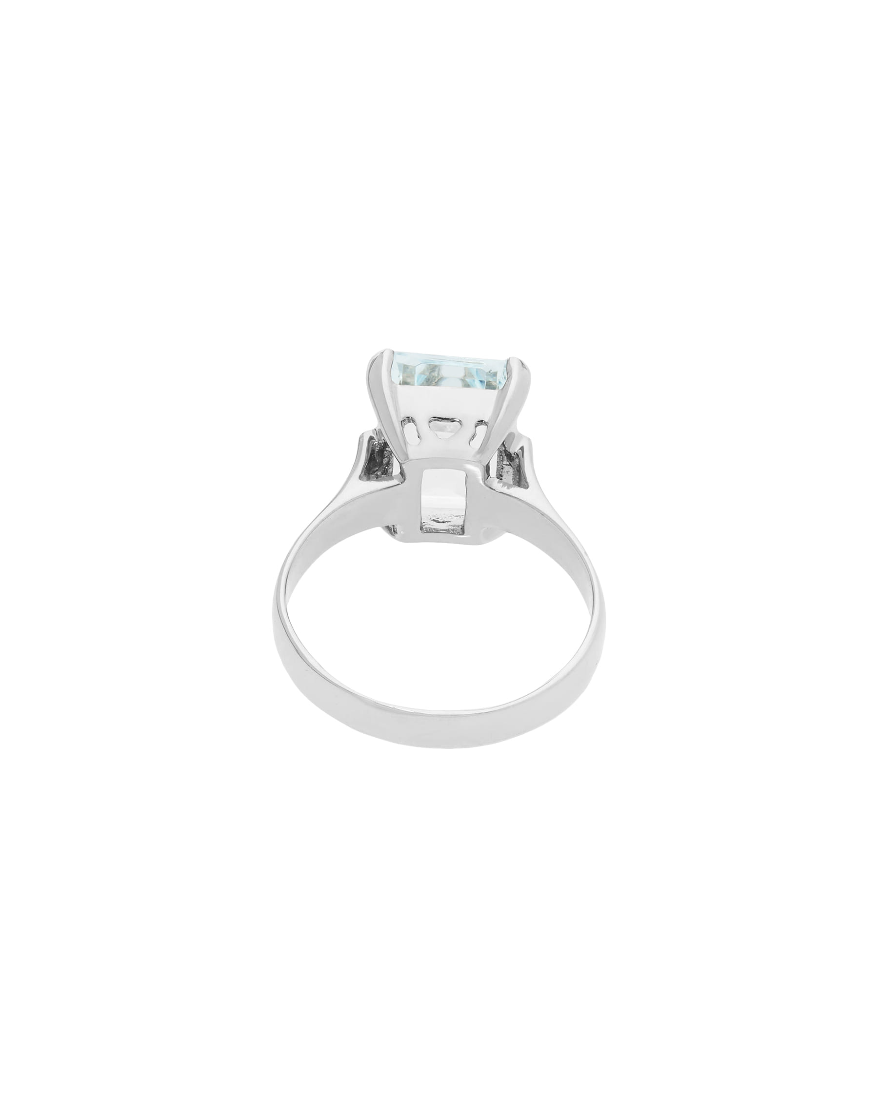 Anello in oro bianco con acquamarina taglio smeraldo-3