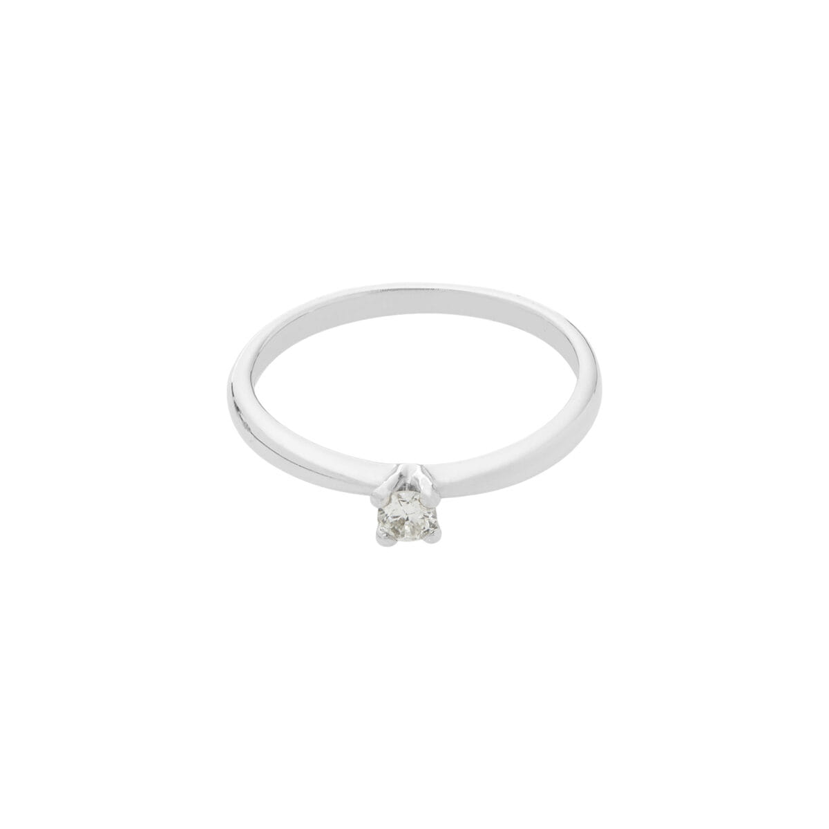 Anello solitario in oro bianco 18kt con diamante 0,10 ct-1