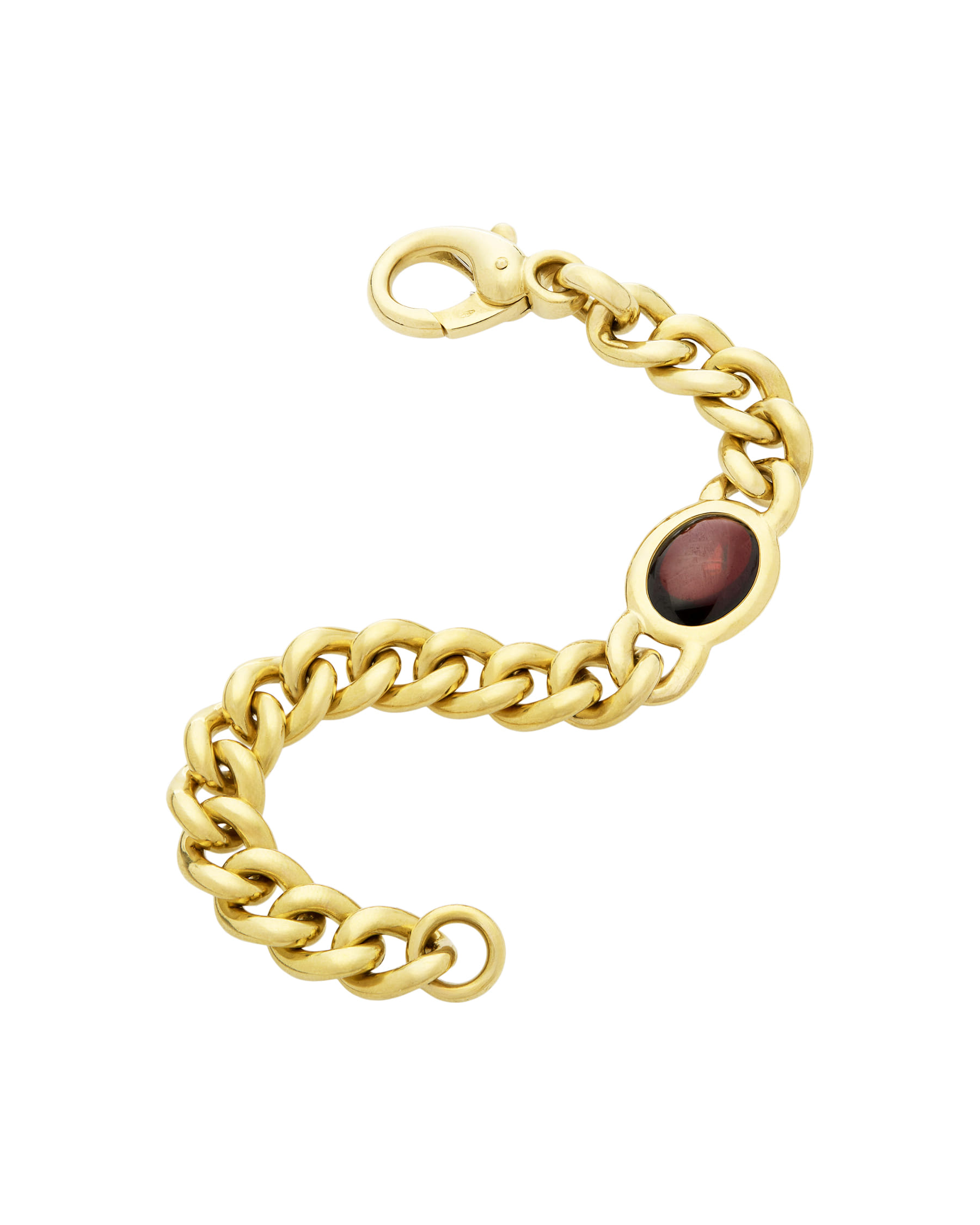Bracciale pomellato in oro giallo con granato cabochon-2
