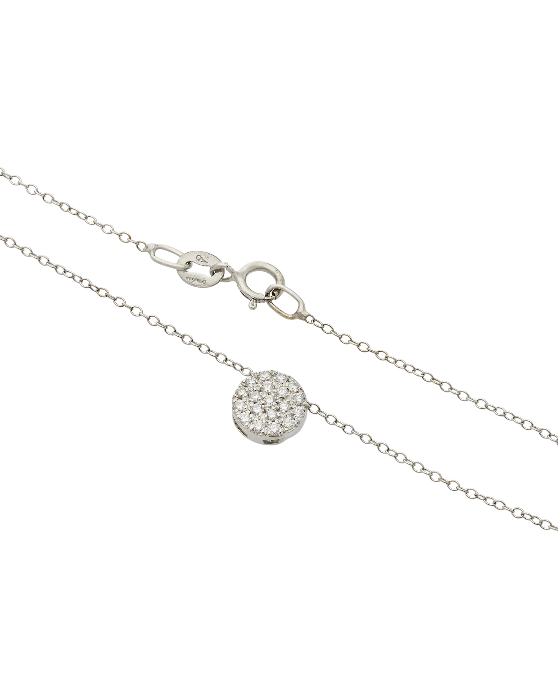 Catenina in oro bianco con ciondolo punto luce con pavé di diamanti-2