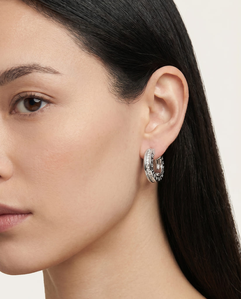 Orecchini bulgari b.zero1 in oro bianco 18kt e diamanti-4