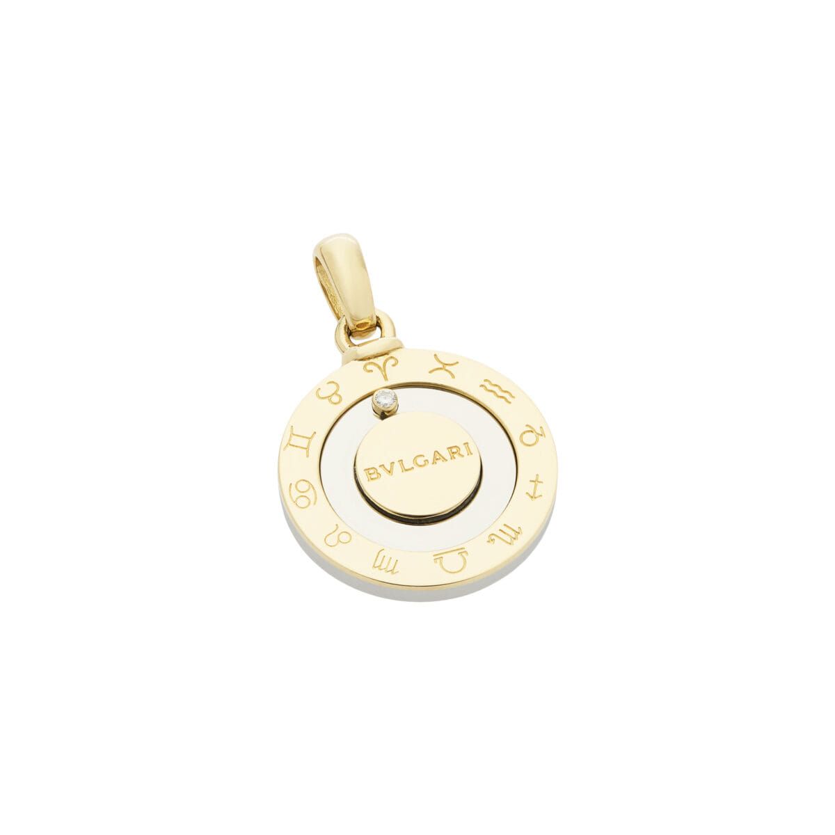 Ciondolo bulgari zodiac in oro giallo e acciaio con diamante-1
