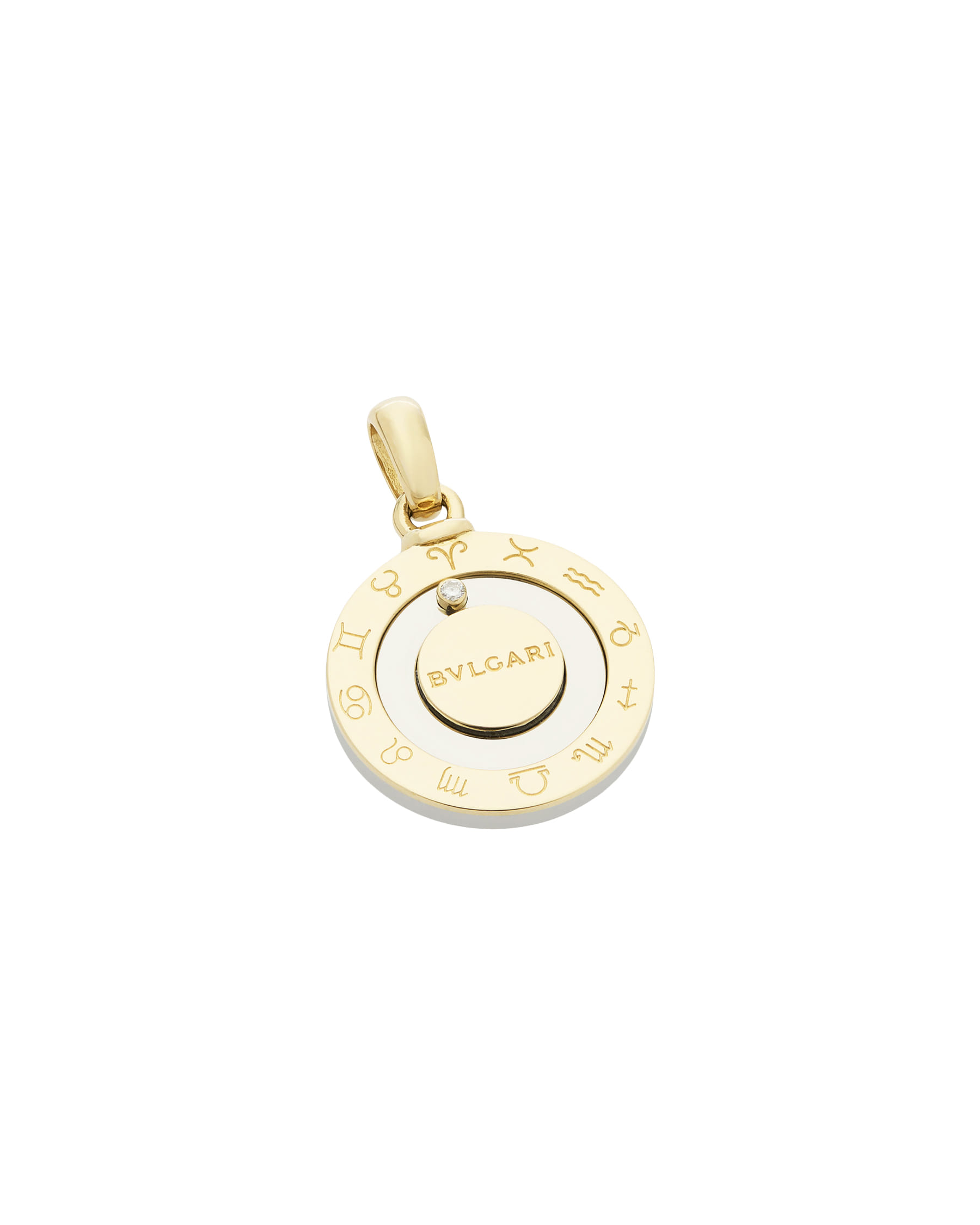 Ciondolo bulgari zodiac in oro giallo e acciaio con diamante-1