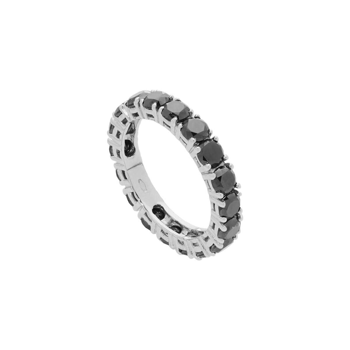 Anello eternity oro bianco e diamanti neri-1
