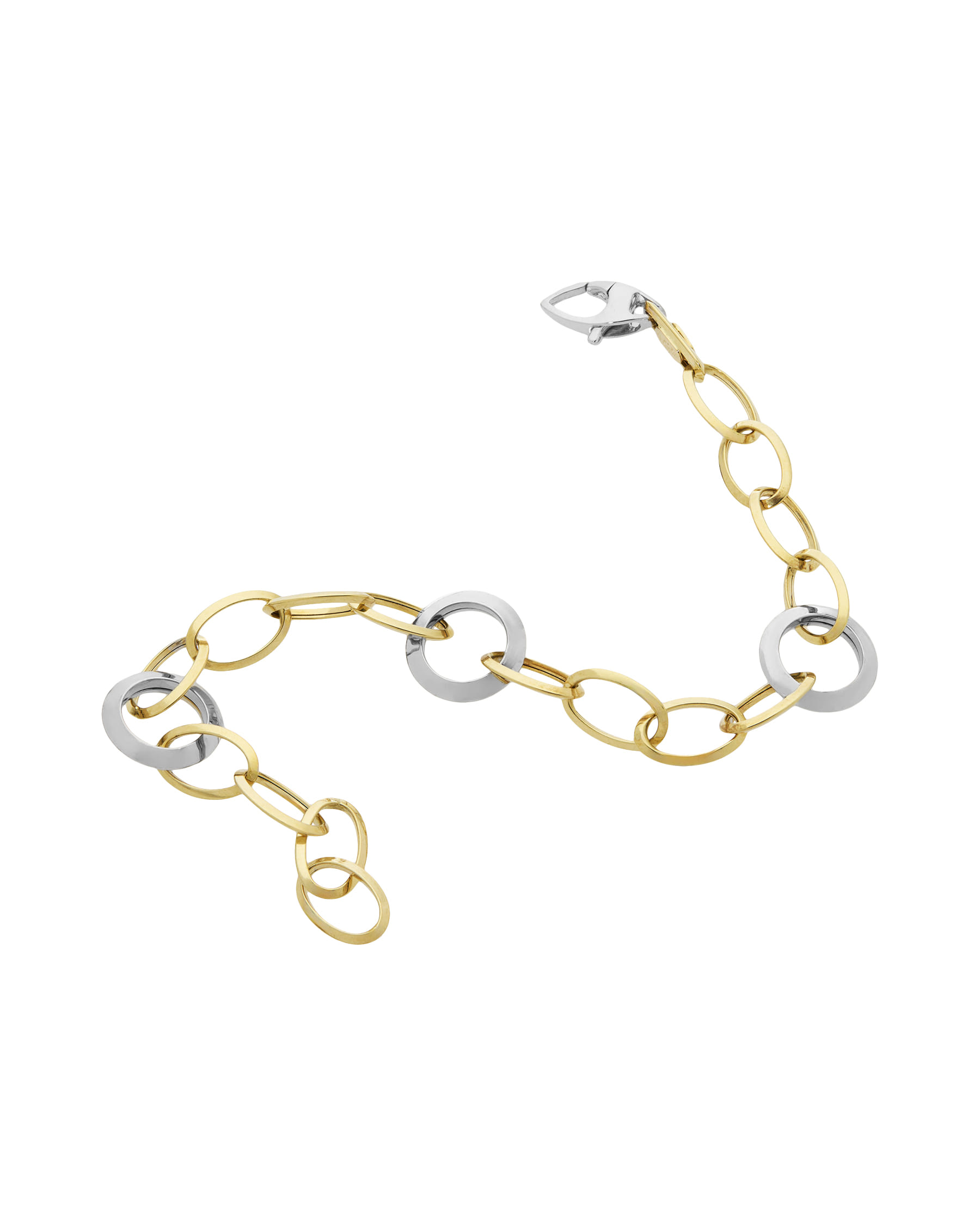 Bracciale maglie ovali e tonde in oro bicolore-2